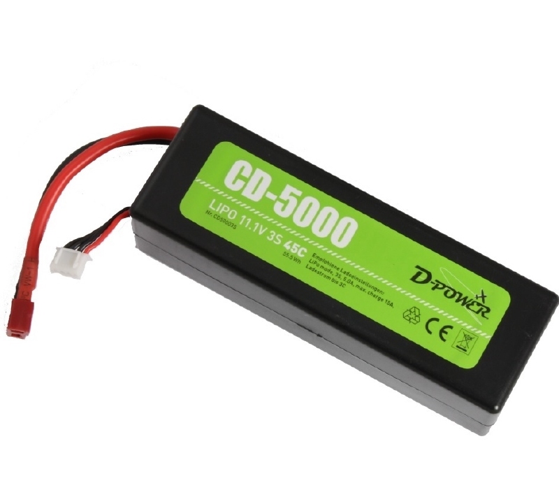 D-Power Lipo 3-5000mAh  3S 30C XH bal + dean stekker