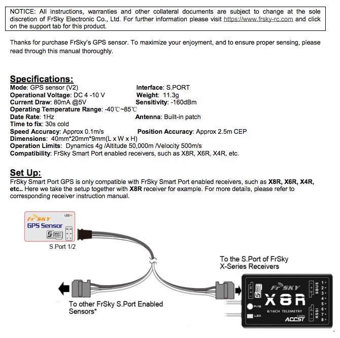 FrSky GPS V2 Sensor with SMART Port