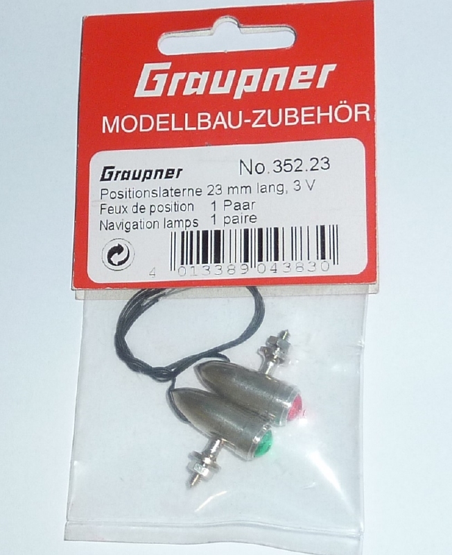 Graupner 352.23 Positionslaterne 23 mm lang, 3 V Rood-Groen