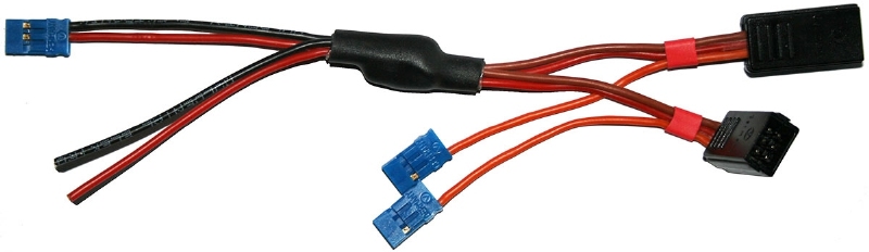 Powerkabel 4 servo's Futaba 2x Y-blok silicon 0,5mm 59288